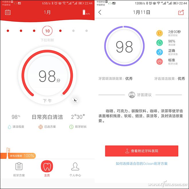 刷牙结果