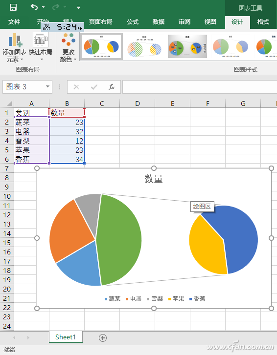 简单数据变身直观双饼图_应用_电脑爱好者