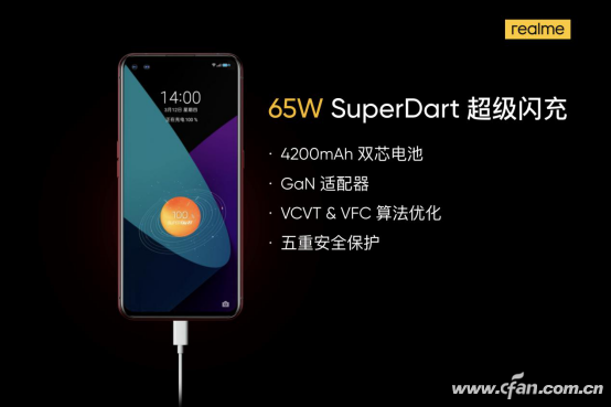真我X50 Pro 5G首发65W SuperDart，是目前业界速度最快的充电技术之一